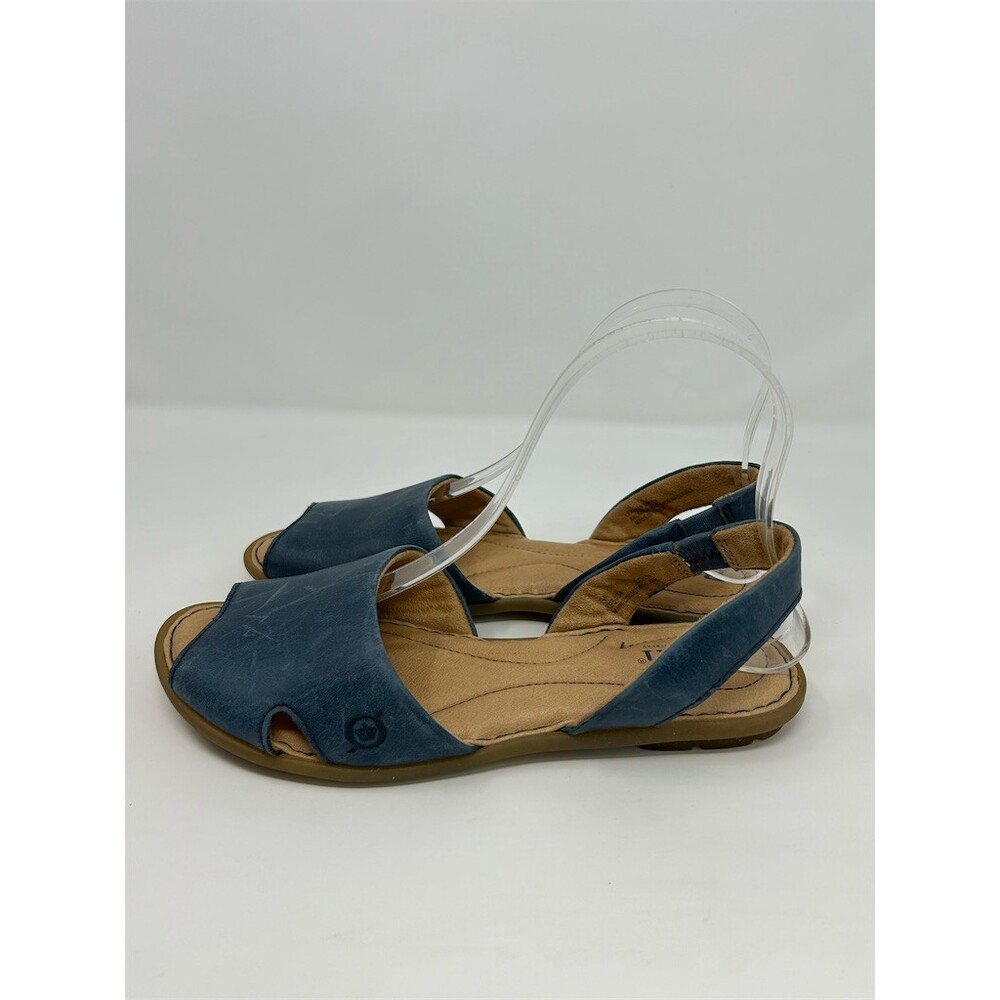 Børn Trang Womens Slingback Flat Sandals Navy Blue Open Toe Comfort Size 7 - Picture 7 of 14